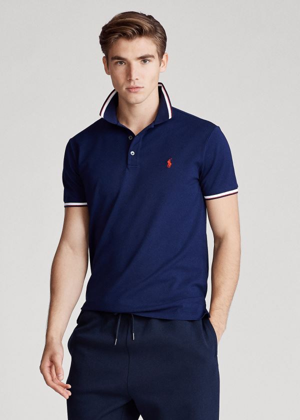 Polo Ralph Lauren Custom Slim Stretch Mesh Polo Herre Danmark (EATWY0186)